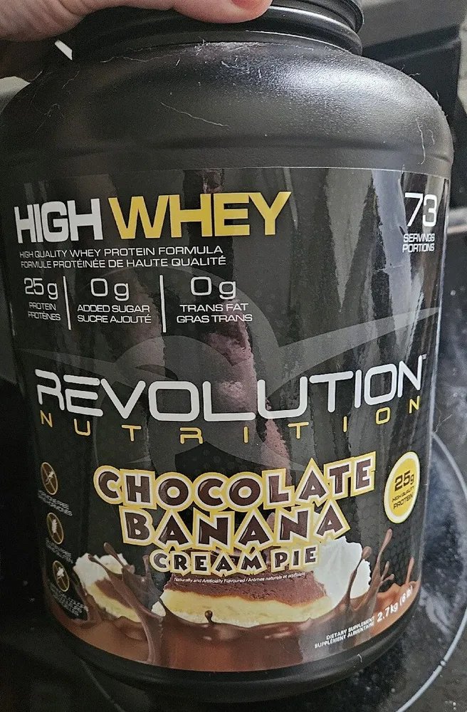 chocolate, banana, cream pie protein powder
