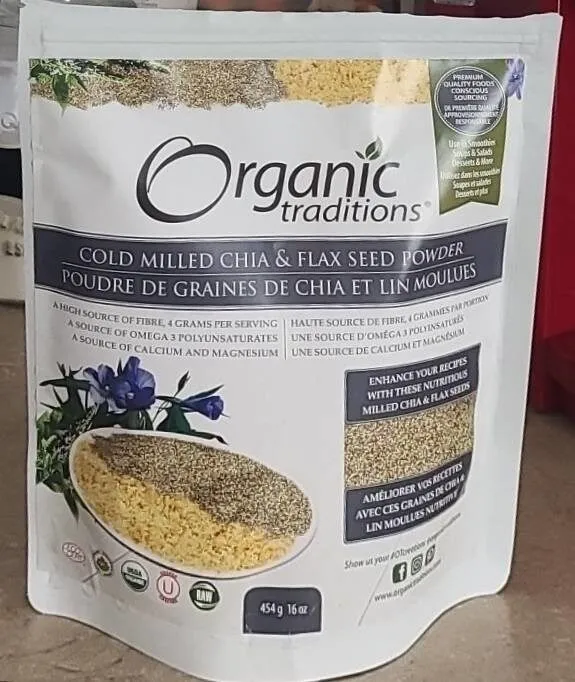 Poudre de graines de chia et lin moulues