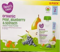 Organic Pear, Blueberry & Spinach baby food puree