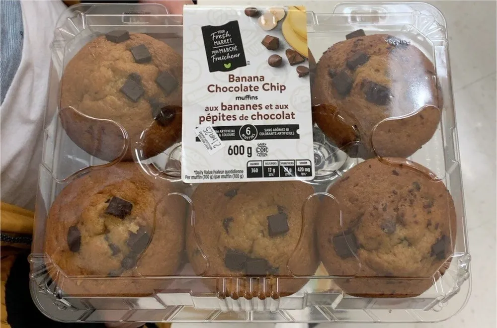 Muffins aux bananes et aux pépites de chocolat