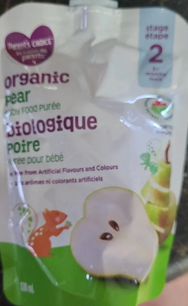 Organic pear puree