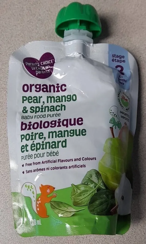 Organic Pear Mango and Spinach