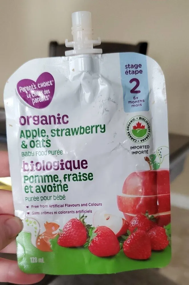 Organic apple strawberry and oats