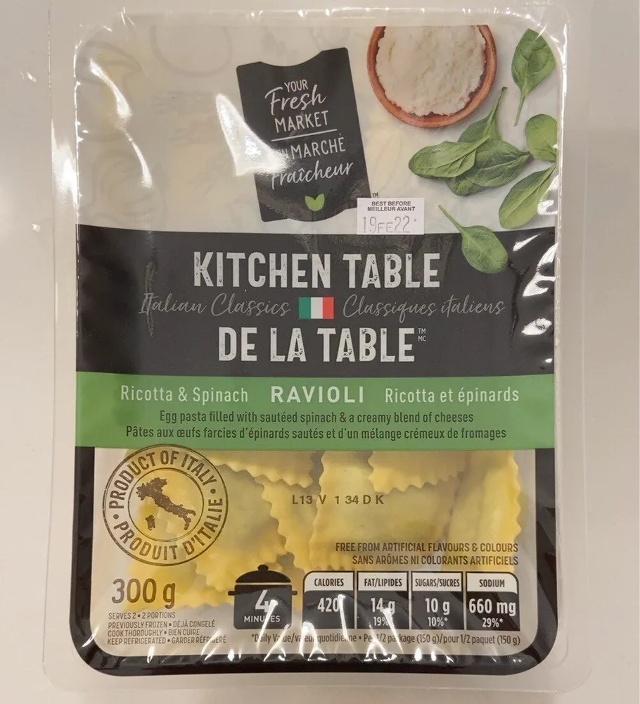 Ravioli ricotta et épinard
