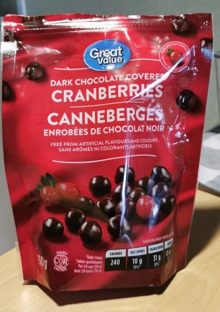 Dark chocolate covered cranberries