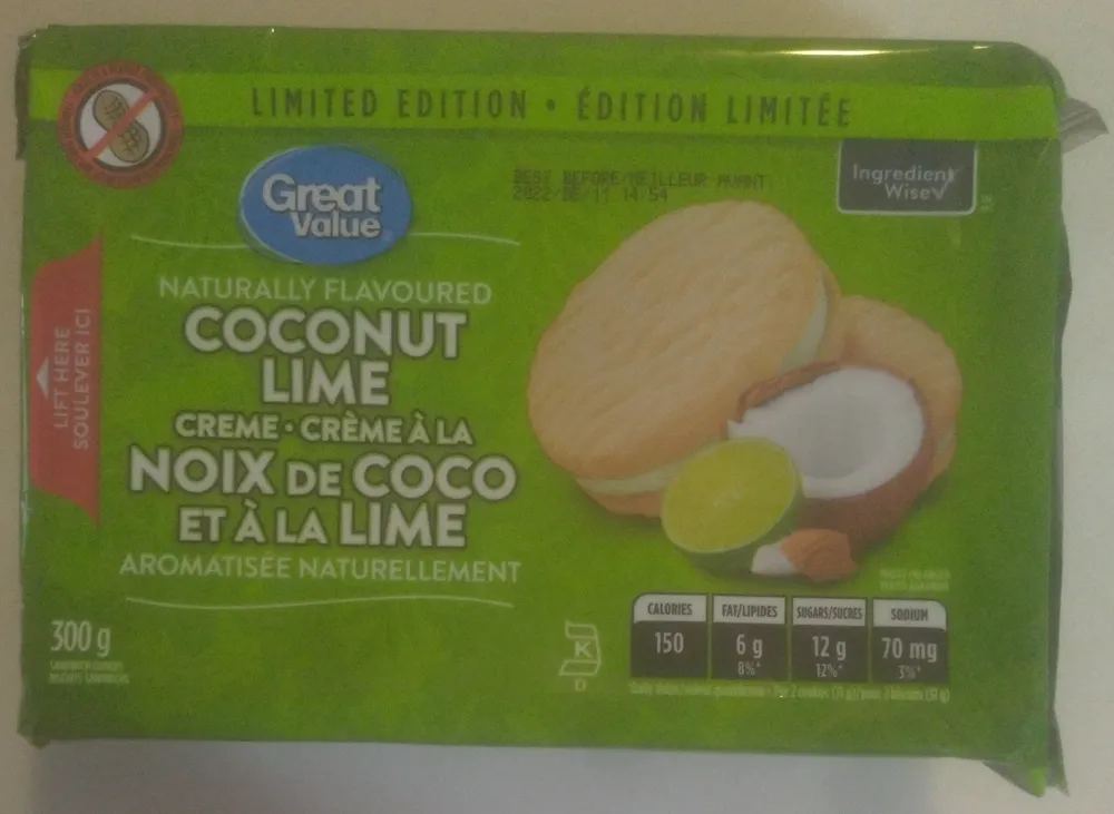 Naturally Flavoured Coconut Lime Creme Cookies