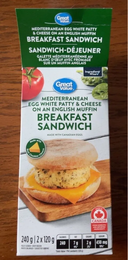 Mediterranean Egg White Patty & Cheese on an English Muffin