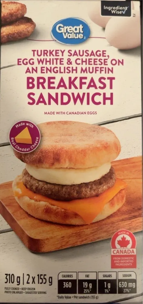Breakfast Sandwich (Turkey sausage, egg white and cheese)