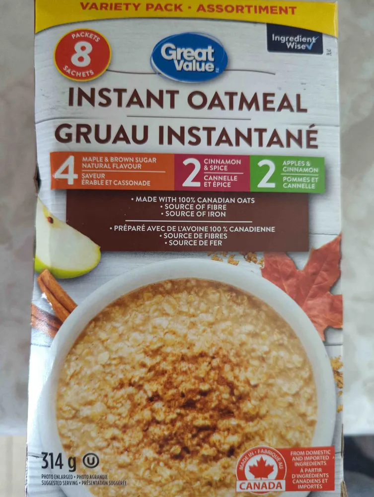 Instant oatmeal (maple & brown sugar)
