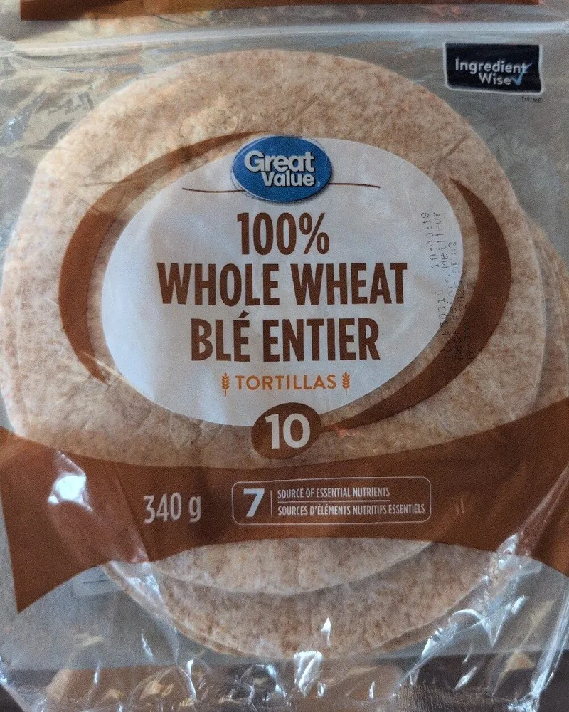 100% Whole Wheat Tortillas