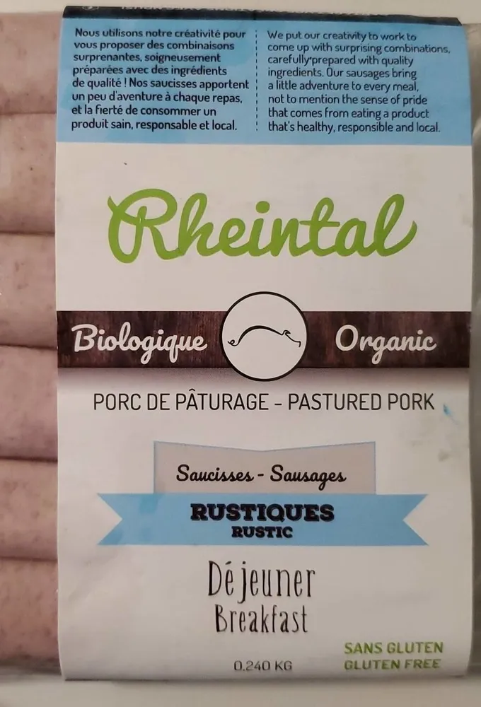 Saucisses rustiques si porc de paturage