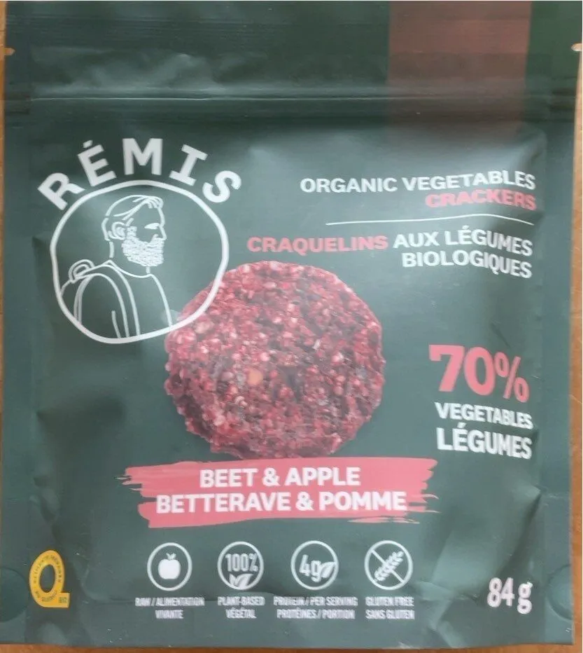 Organic vegetables crackers Beet & Apple
