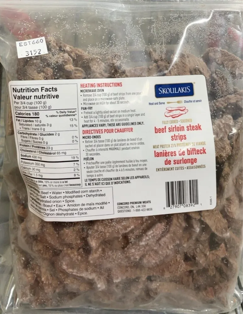 Beef sirloin steak strips