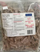 Beef sirloin steak strips