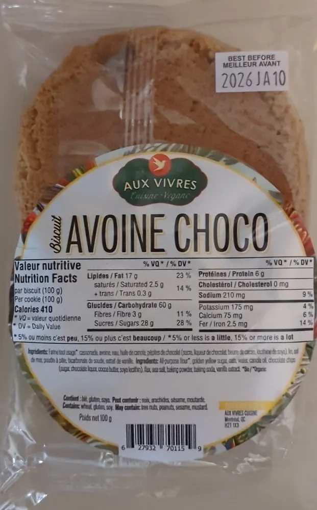 Galette avoine choco