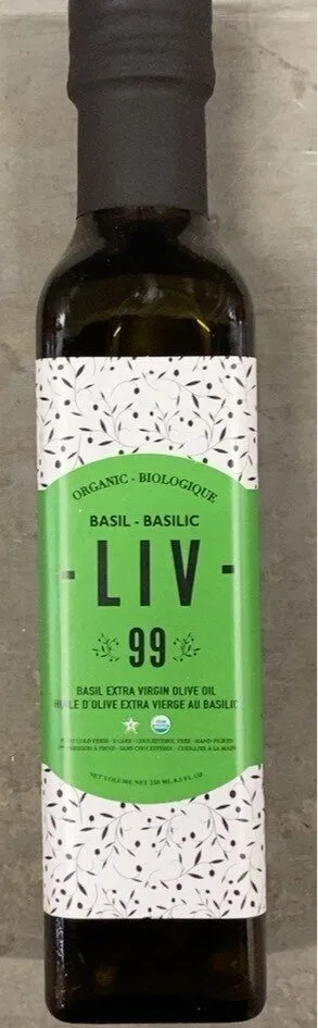 Huile d’olive extra vierge au basilic