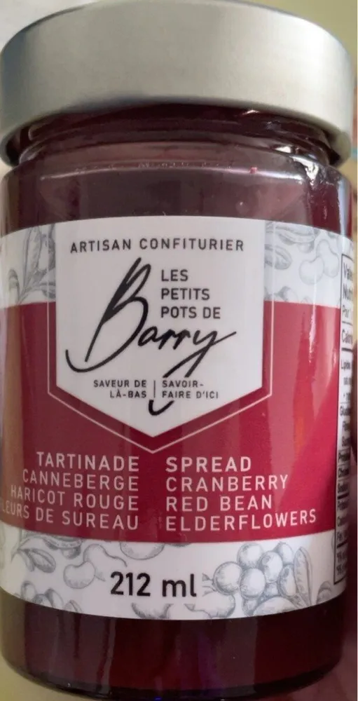 Tartinade canneberge haricot rouge fleurs de sureau