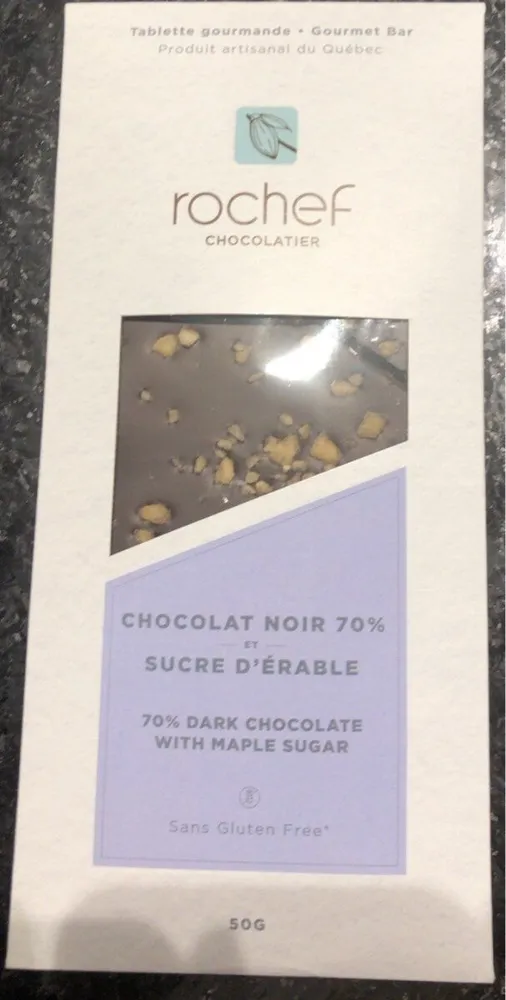 Chocolat noir 70% et sucre d’erable