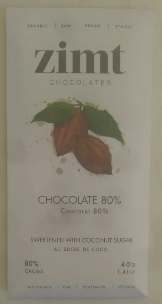 Chocolate 80% Sweetened with Coconut Sugar