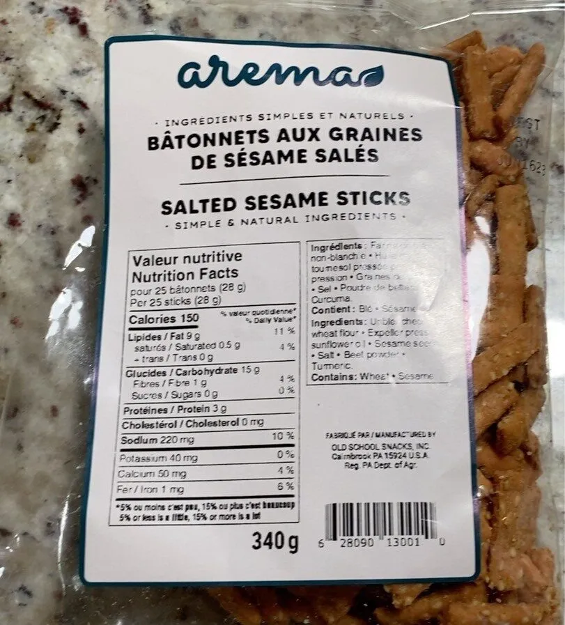 Batonnets aux graines de sesame sales