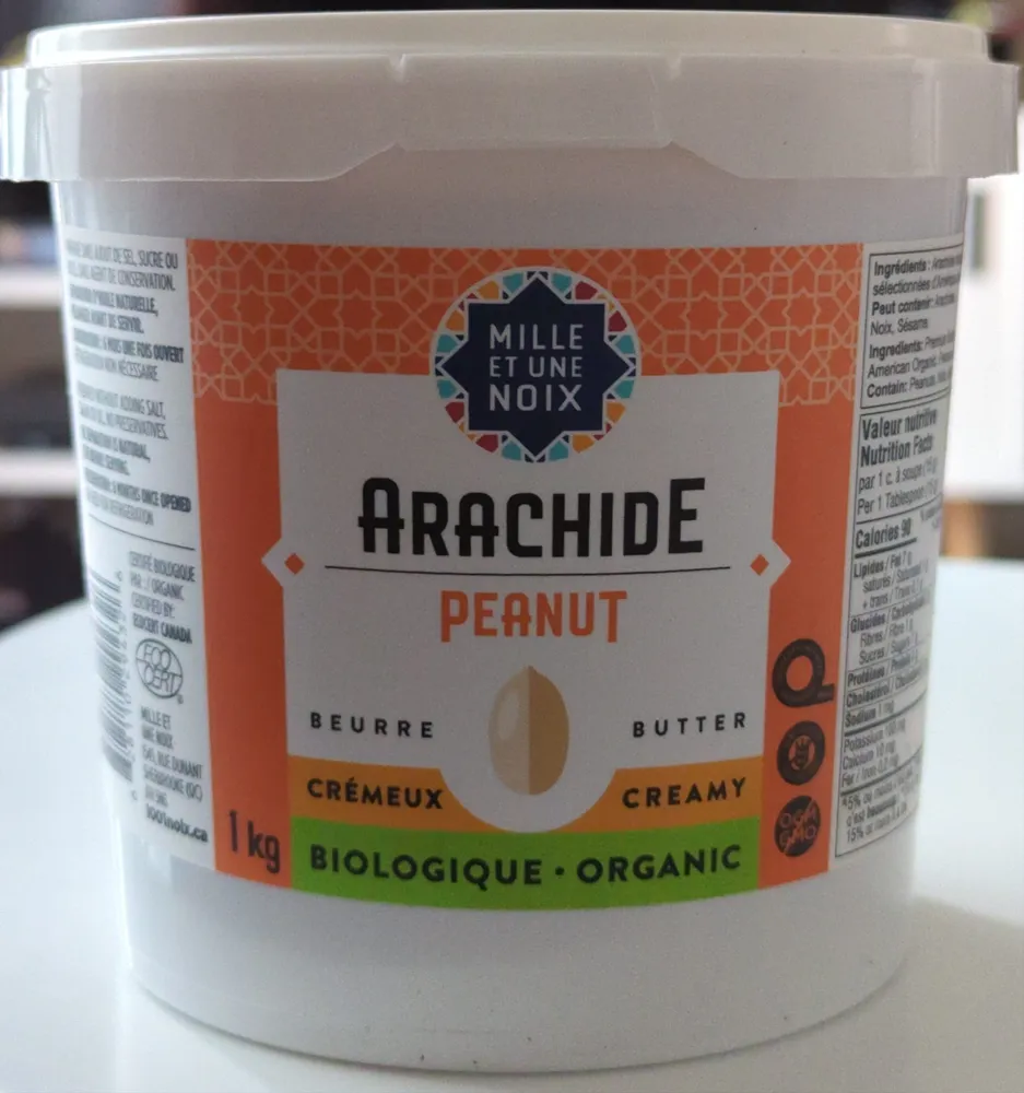 Beurre d'arachide crémeux biologique