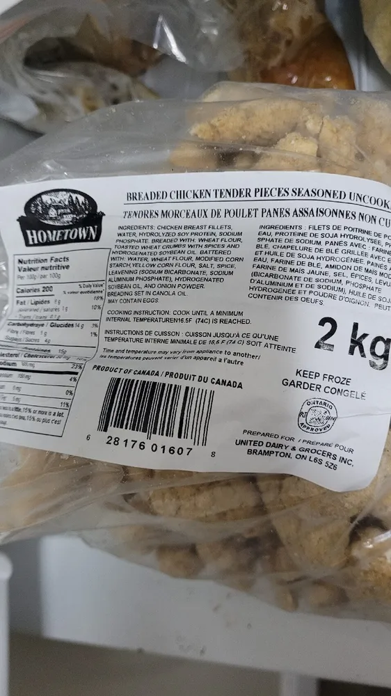 Breaded Chicken Tender Pieces Seasoned Uncooked