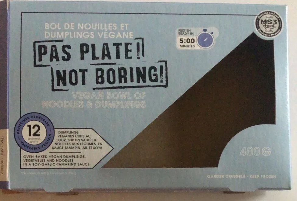 Bol de nouilles et dumplings végane