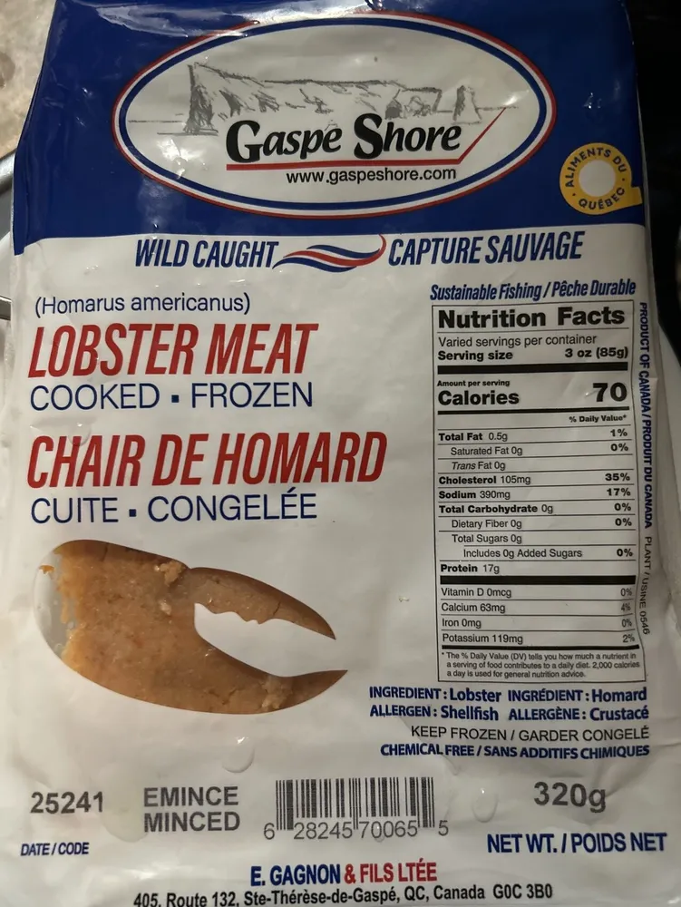 Cooked Frozen Lobster Meat Homarus americanus