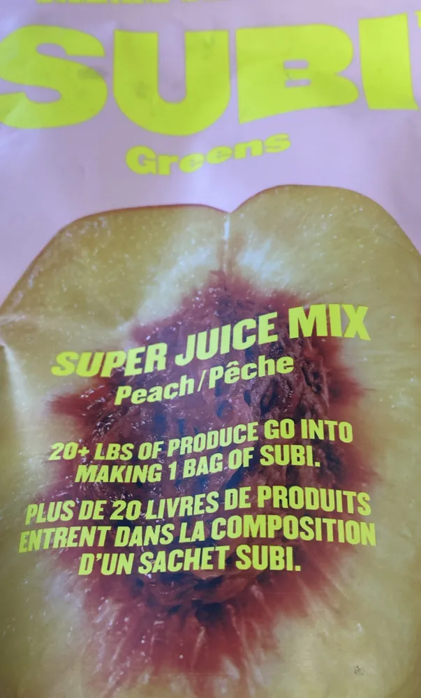 Subi greens super juice mix peach