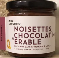 Hazelnut, dark chocolate and maple spread