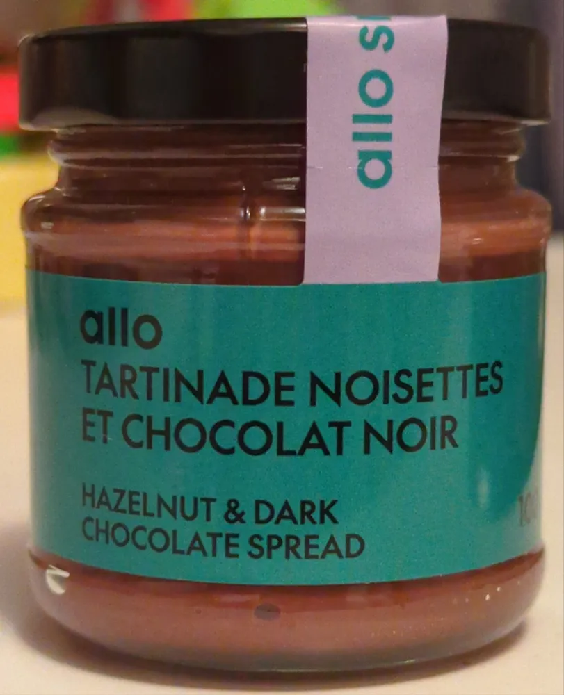 Tartinade noisettes et chocolat noir