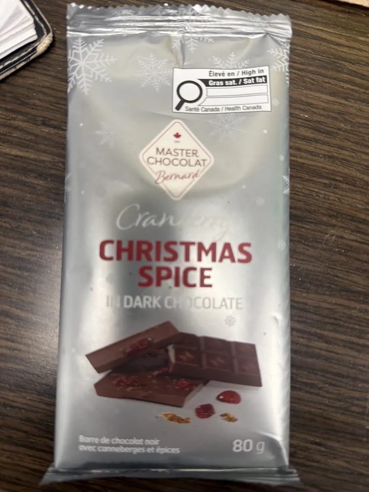 Cranberry Christmas Spice Dark Chocolate
