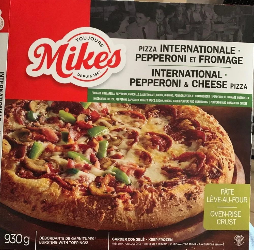 International and Pepperoni and cheese pizza