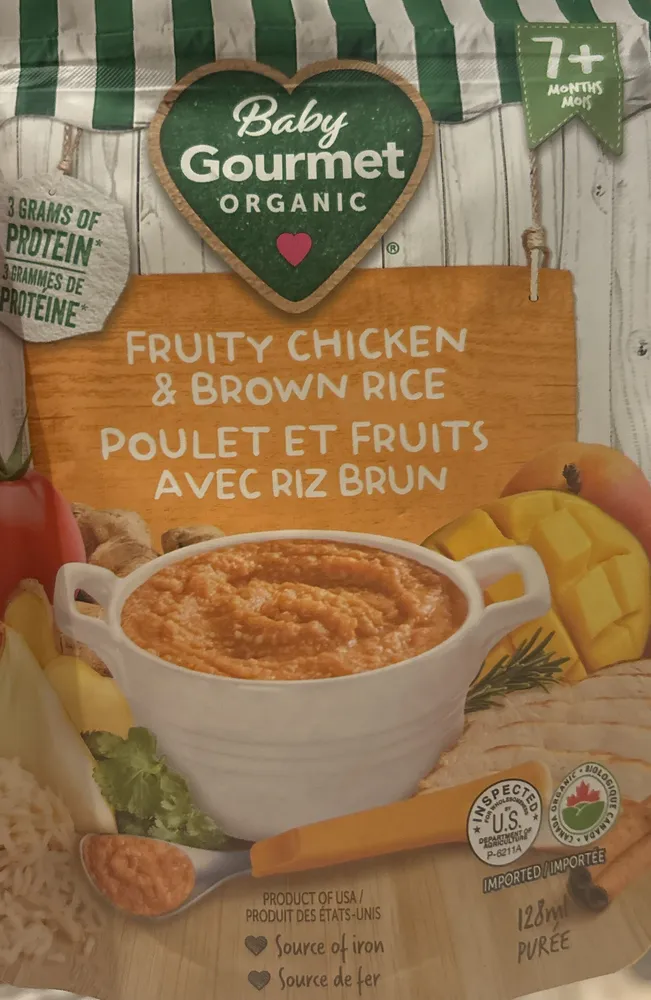 Poulet et fruits avec riz brun