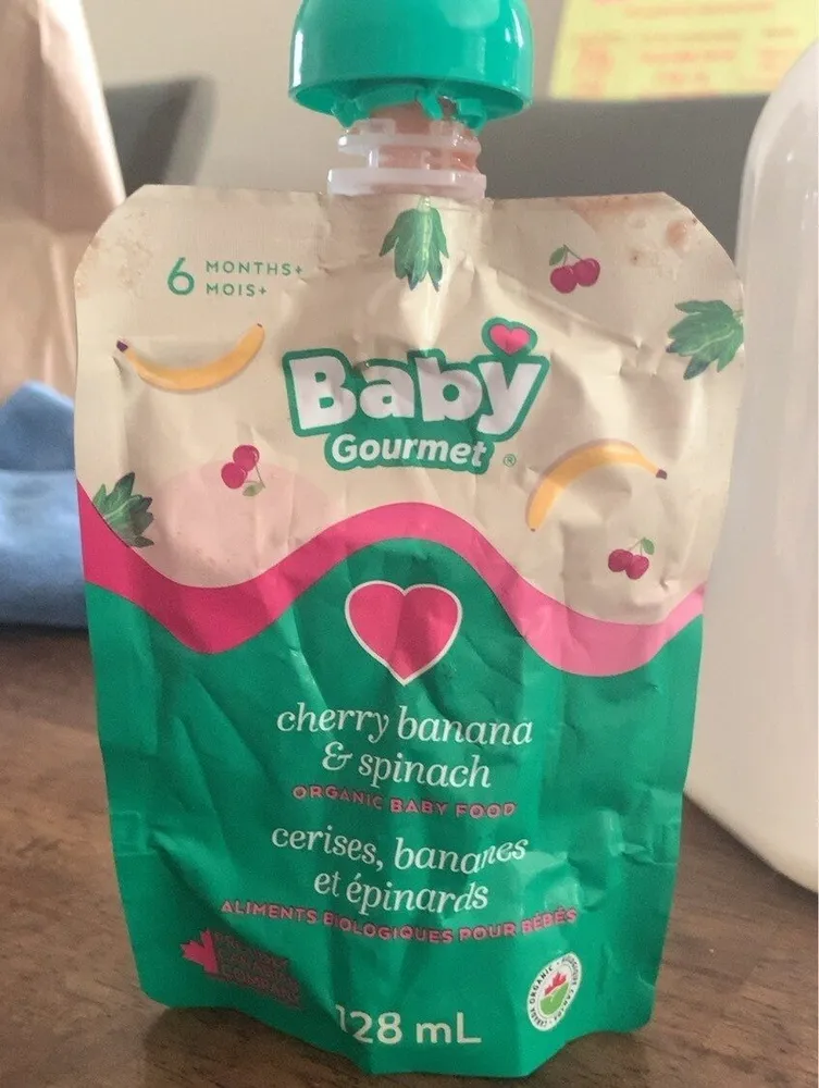 Purée cerises bananes et epinards
