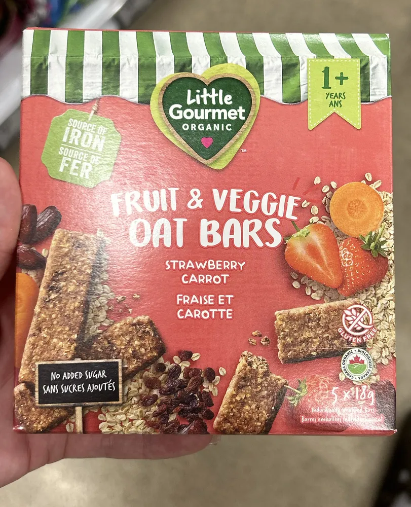 Baby gourmet barres a l'avoine sans gluten fraise et carotte