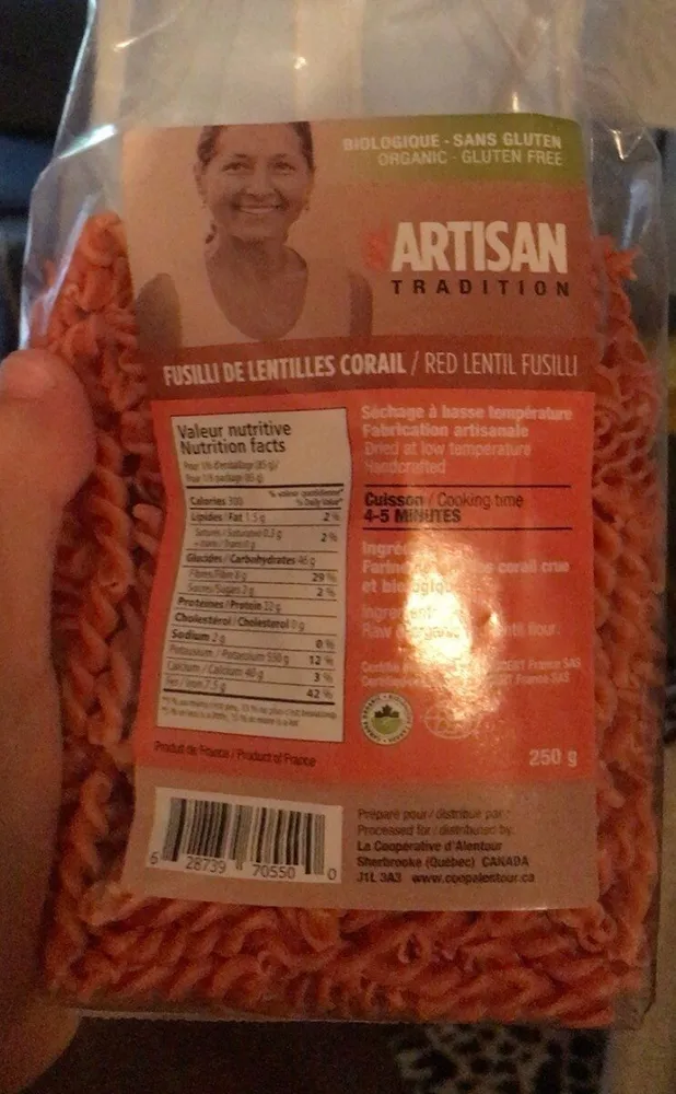 Fusilli de lentilles corail