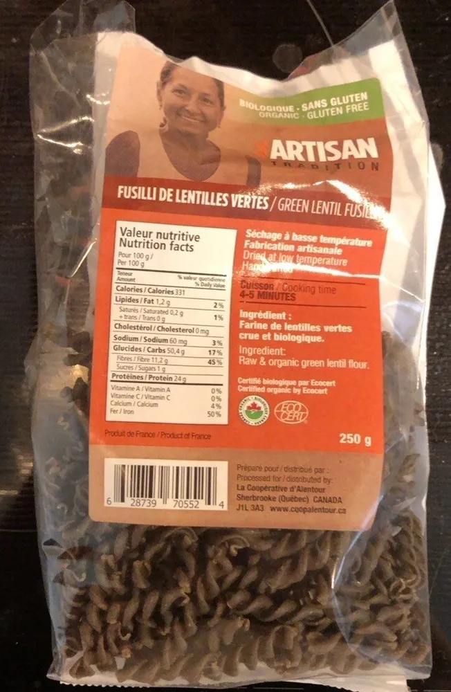 Fusilli de Lentilles vertes