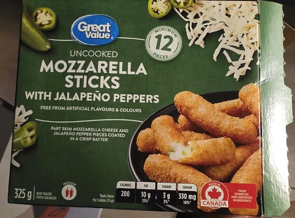 Batonnets de mozzarella avec piments jalapenos