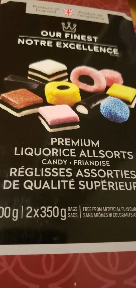 Réglisses assorties de qualité supérieure
