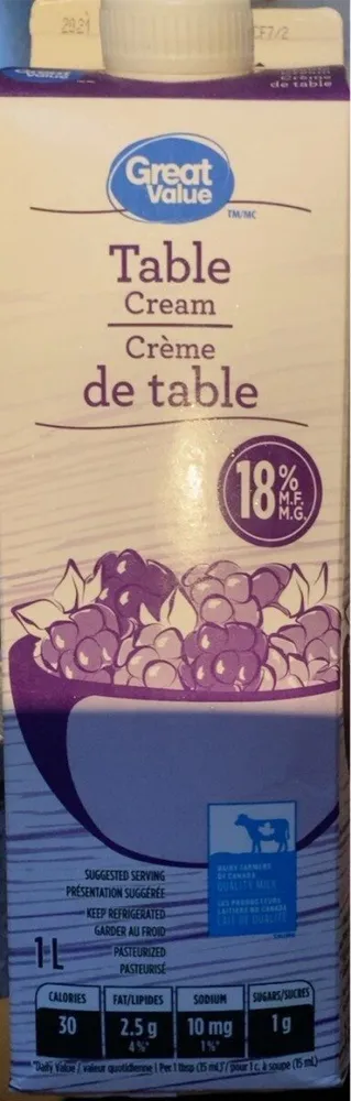 Crème de table 18%