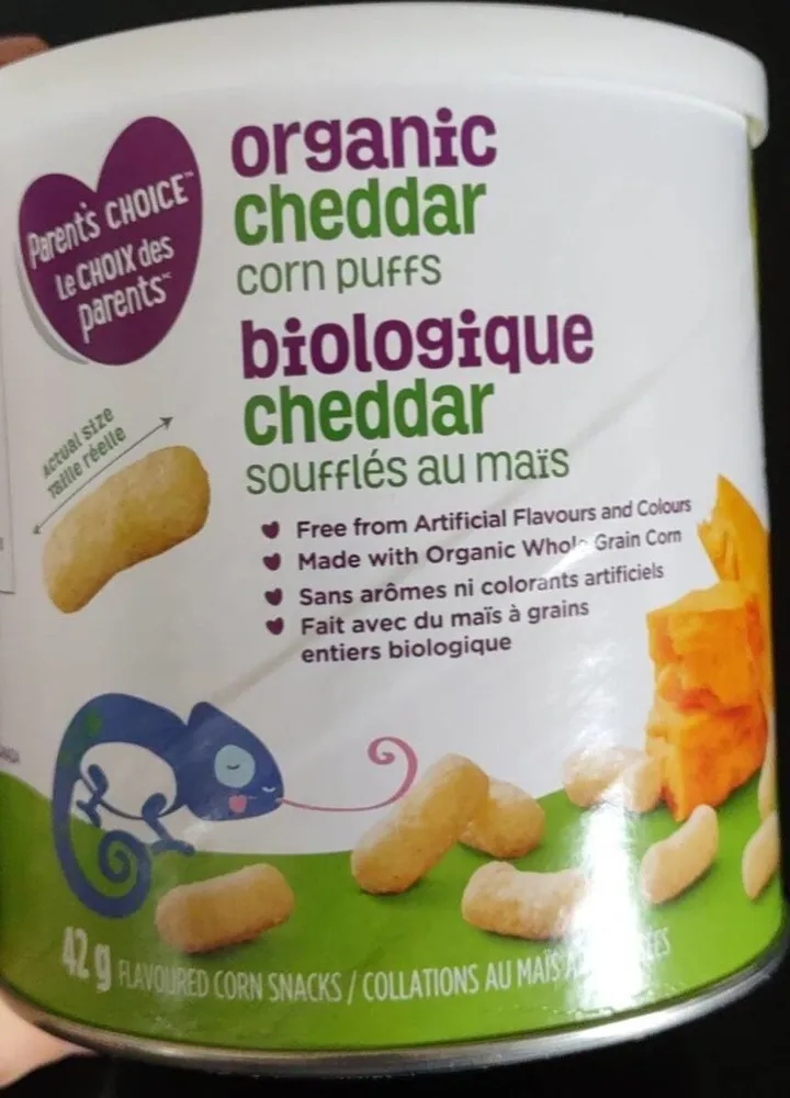 Organic cheddar corn puffs