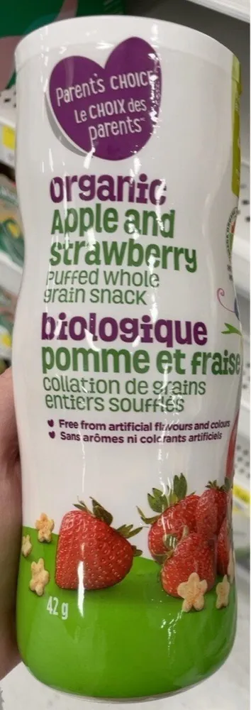 Organic Apple and Strawberry Puffed Whole Grain Snack