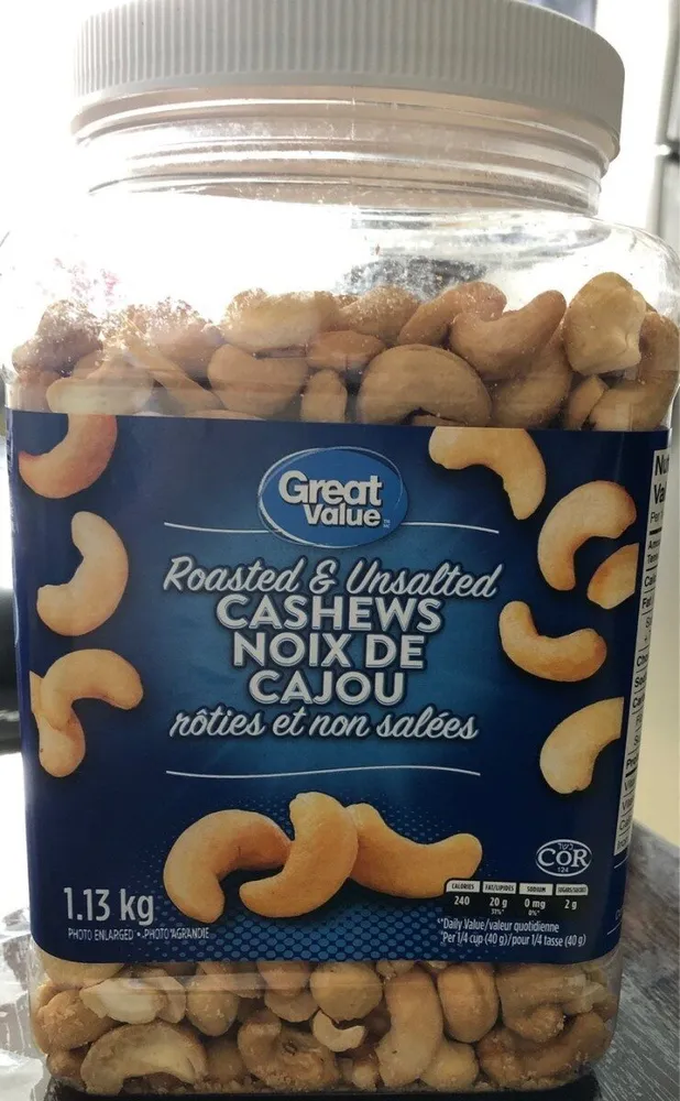 Noix de cajou rôties et non salées