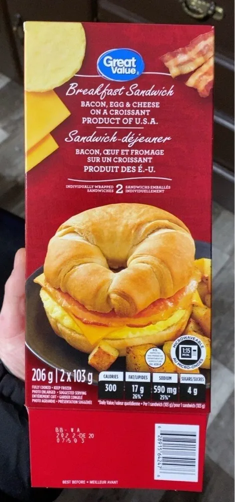 Bacon Egg cheese breakfast sandwich on a Croissant