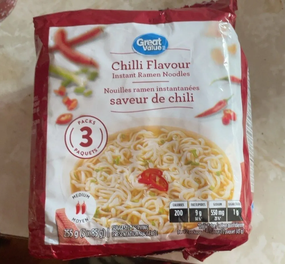 Instant ramen noodles chilli flavour