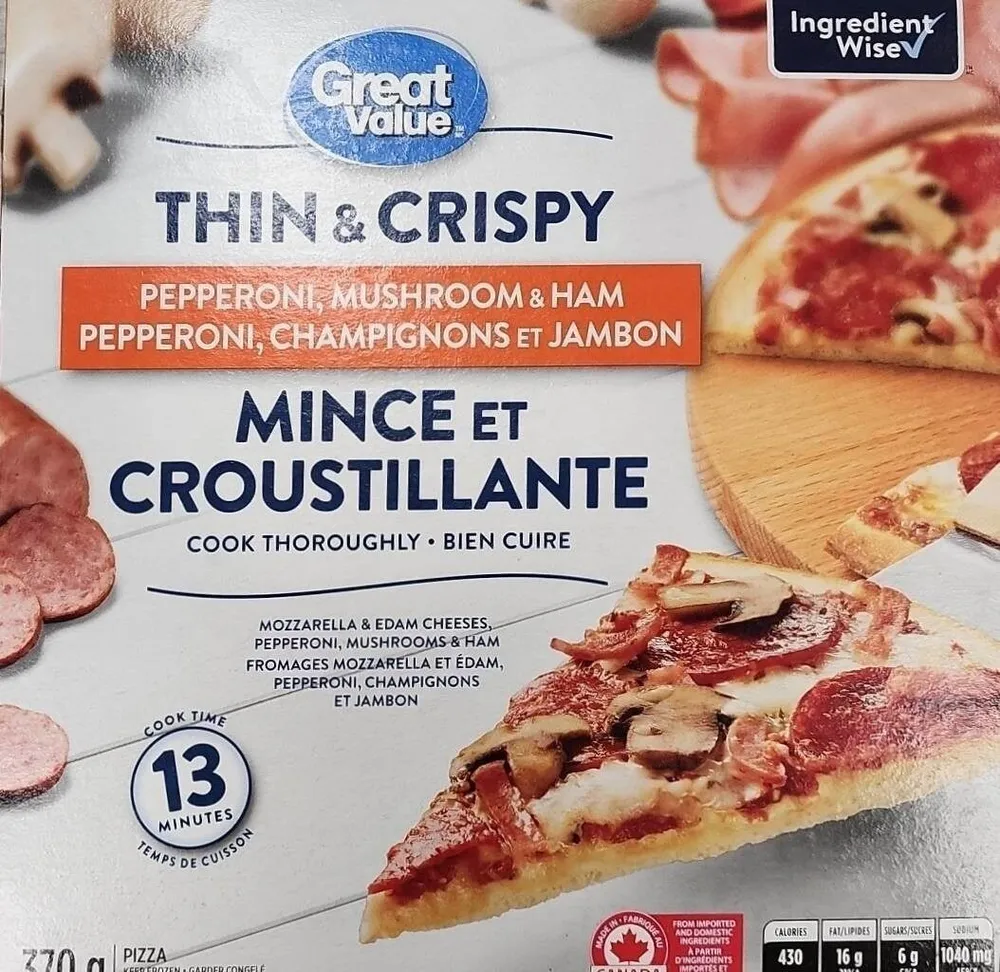 Thin & crispy pepperoni, mushrooms & ham