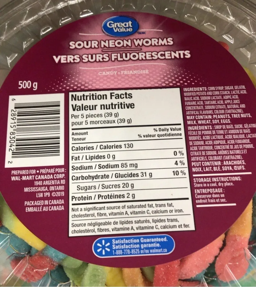 Sour neon worms