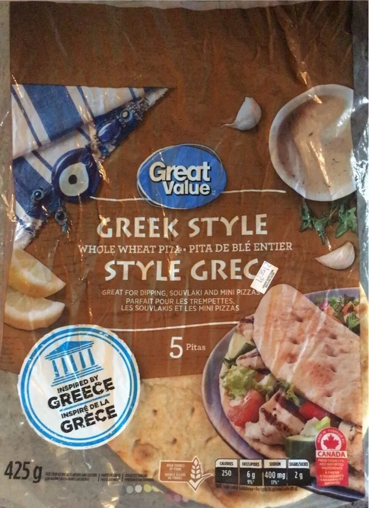 Greek style whole wheat pita