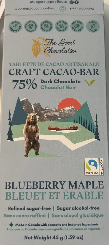 Blueberry Maple 75% Dark Chocolate